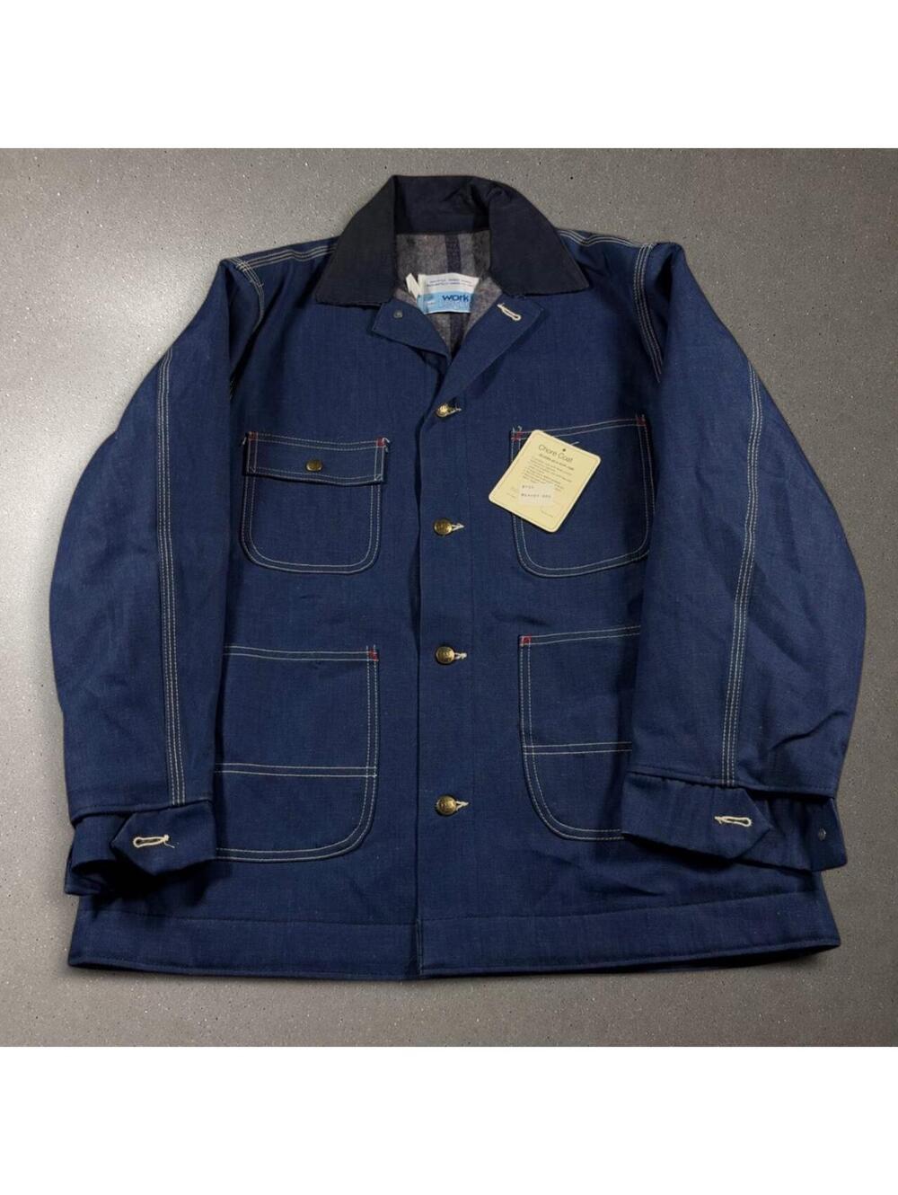 Vintage 70s Deadstock Sears Work Leisure Denim Chore Coat - Men's Large!